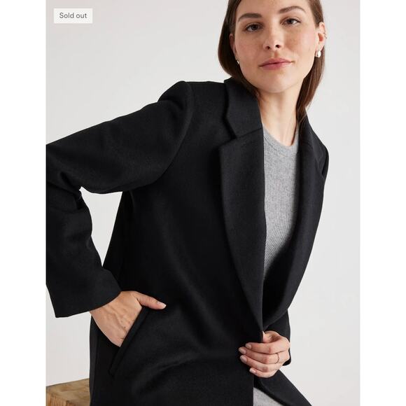 $175 Quince Italian Wool Classic Single-Breasted Coat CADET BLUE Small NWT - Picture 4 of 8